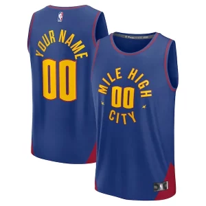 Denver Nuggets Fast Break Custom Elegant Jersey Statement Edition Blue/Navy Must - Have for Jerseys Lovers