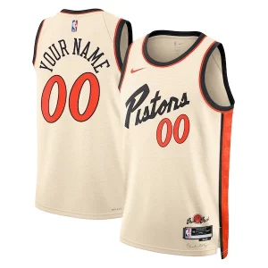 Detroit Pistons Nike Unisex 2024/25 Custom Eye - catching Swingman Jersey City Edition White Ideal for Collectors