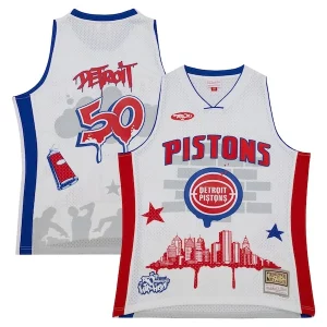 Detroit Pistons x Tats Cru Hardwood Classics Fashion Fabulous Jersey White for Basketball Enthusiasts