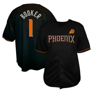 Devin Booker Phoenix Fabulous Suns Profile Big & Tall Name & Number Button Up Jersey Black Great for Fans