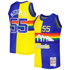 Dikembe Mutombo Denver Nuggets Hardwood Classics 1991/92 Split Swingman Jersey Royal/Gold Premium Ideal for Collectors