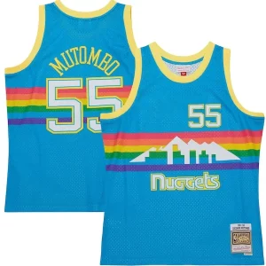 Dikembe Mutombo Denver Nuggets Hardwood Classics Trendy 1991/92 Tropical Swingman Jersey Blue Must - Have for Jerseys Lovers