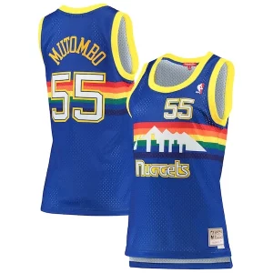 Dikembe Mutombo Denver Nuggets Women's 1991/92 Premium Hardwood Classics Swingman Jersey Royal Perfect for Game Day
