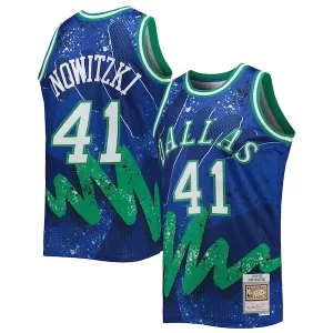 Dirk Elegant Nowitzki Dallas Mavericks Hardwood Classics 1998/99 Hyper Hoops Swingman Jersey Blue Perfect for Game Day