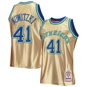 Dirk Nowitzki Dallas Mavericks 75th Anniversary 1998/99 Hardwood Trendy Classics Swingman Jersey Gold Great for Fans