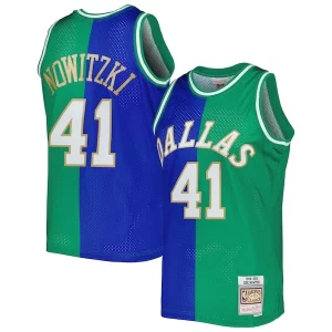 Dirk Nowitzki Dirk Nowitzki Hardwood Classics Unique 1998/2019 Split Swingman Jersey Blue/Green Ideal for Collectors