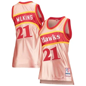 Dominique Wilkins Atlanta Hawks Women's 75th Anniversary Rose Gold 1986 Swingman Jersey Fabulous Pink for Basketball Enthusiasts