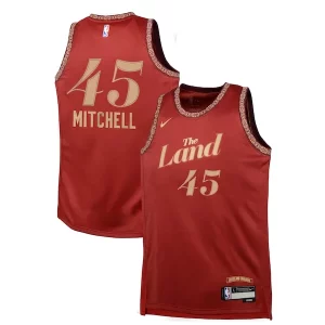 Donovan Mitchell Cleveland Cavaliers Gorgeous Nike Youth Swingman Replica Jersey City Edition Wine Perfect for Game Day