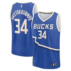 Giannis Antetokounmpo Milwaukee Bucks Youth 2024/25 Fast Break Unique Player Jersey City Edition Royal Perfect for Game Day