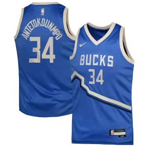 Giannis Antetokounmpo Milwaukee Bucks Fabulous Nike Youth 2024/25 Swingman Player Jersey City Edition Royal Perfect for Game Day