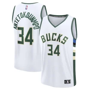 Giannis Antetokounmpo Milwaukee Bucks Fast Break Replica Player Jersey Association Fabulous Edition White Perfect for Game Day