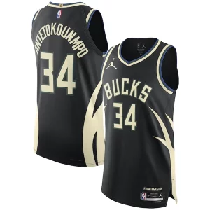 Giannis Antetokounmpo Milwaukee Bucks Jordan Brand Authentic Player Jersey Statement Edition Trendy Black Great for Fans