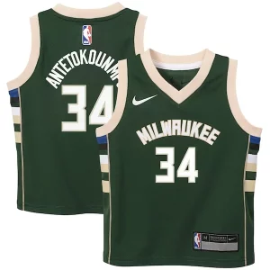 Giannis Antetokounmpo Milwaukee Bucks Nike Preschool Swingman Player Fabulous Jersey Icon Edition Hunter Green Must - Have for Jerseys Lovers