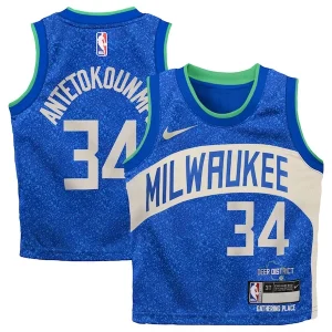 Giannis Antetokounmpo Milwaukee Bucks Nike Toddler Swingman Premium Replica Jersey City Edition Royal Perfect for Game Day