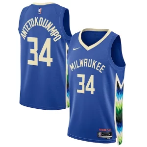 Giannis Antetokounmpo Milwaukee Bucks Nike Unisex 2022/23 Swingman Gorgeous Jersey City Edition Royal Ideal for Collectors