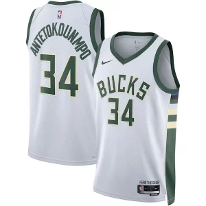 Giannis Antetokounmpo Milwaukee Bucks Nike Unisex Swingman Jersey Association Chic Edition White/Hunter Green Perfect for Game Day