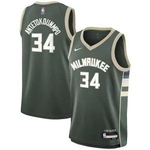 Giannis Antetokounmpo Milwaukee Bucks Nike Youth Swingman Jersey Icon Edition Hunter Elegant Green Must - Have for Jerseys Lovers