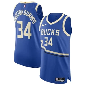 Giannis Antetokounmpo Milwaukee Stylish Bucks Nike 2024/25 Authentic Player Jersey City Edition Royal for Basketball Enthusiasts
