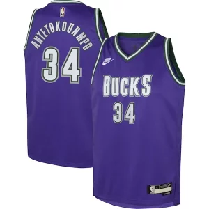 Giannis Antetokounmpo Trendy Milwaukee Bucks Nike Youth 2022/23 Swingman Jersey Purple Classic Edition for Basketball Enthusiasts