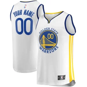 Golden State Warriors Fast Break Custom Replica Jersey White Association Stylish Edition/Royal Great for Fans