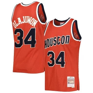 Hakeem Eye - catching Olajuwon Houston Rockets 1993/94 Hardwood Classics Off Court Swingman Jersey Red Perfect for Game Day