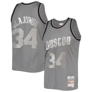 Hakeem Olajuwon Eye - catching Houston Rockets Hardwood Classics Retired Player 1993/94 Metal Works Swingman Jersey Charcoal for Basketball Enthusiasts