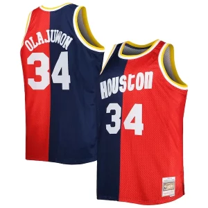 Hakeem Olajuwon Houston Rockets Big & Tall Hardwood Stylish Classics 1993/94 Split Swingman Jersey Navy/Red Perfect for Game Day