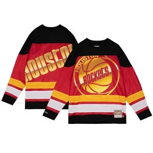 Houston Rockets Women's Hardwood Classics Big Face Eye - catching 4.0 Hockey Jersey Red for Basketball Enthusiasts