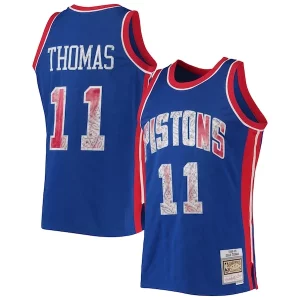 Isiah Thomas Trendy Detroit Pistons 1988/89 Hardwood Classics NBA 75th Anniversary Diamond Swingman Jersey Blue Must - Have for Jerseys Lovers