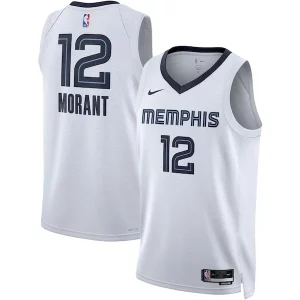 Ja Morant Memphis Grizzlies Fabulous Nike Unisex Swingman Jersey Association Edition White/Navy Must - Have for Jerseys Lovers