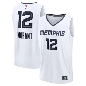 Ja Morant Memphis Grizzlies Fast Break Replica Player Jersey Association Edition Chic White for Basketball Enthusiasts
