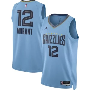 Ja Unique Morant Memphis Grizzlies Jordan Brand Unisex Swingman Jersey Statement Edition Light Blue Great for Fans
