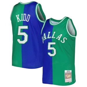 Jason Kidd Dallas Mavericks Hardwood Gorgeous Classics 1994/95 Split Swingman Jersey Blue/Green Must - Have for Jerseys Lovers