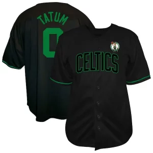 Jayson Tatum Boston Celtics Profile Big & Tall Name Gorgeous & Number Button Up Jersey Black Ideal for Collectors