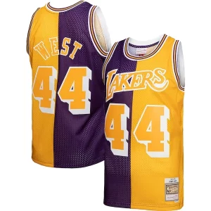 Jerry West Los Angeles Lakers Hardwood Classics 1971/72 Split Premium Swingman Jersey Purple/Gold Ideal for Collectors