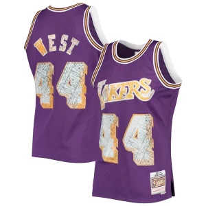 Jerry West Los Angeles Stylish Lakers 1971/72 Hardwood Classics NBA 75th Anniversary Diamond Swingman Jersey Purple for Basketball Enthusiasts