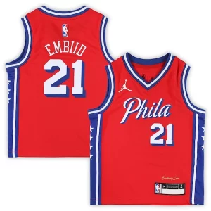 Joel Embiid Philadelphia 76ers Jordan Brand Preschool 2022/23 Replica Jersey Stylish Statement Edition Red Must - Have for Jerseys Lovers