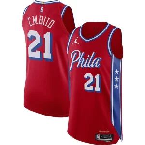 Joel Embiid Philadelphia 76ers Jordan Fabulous Brand Authentic Player Jersey Statement Edition Red Ideal for Collectors
