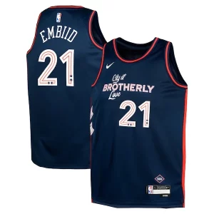 Joel Embiid Philadelphia 76ers Nike Youth Swingman Replica Jersey City Edition Navy Fabulous Ideal for Collectors