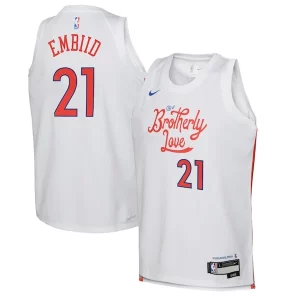 Joel Embiid Unique Philadelphia 76ers Nike Youth 2022/23 Swingman Jersey City Edition White Must - Have for Jerseys Lovers