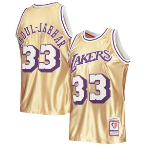 Kareem Abdul Jabbar Los Angeles Lakers Chic 75th Anniversary 1983/84 Hardwood Classics Swingman Jersey Gold Great for Fans