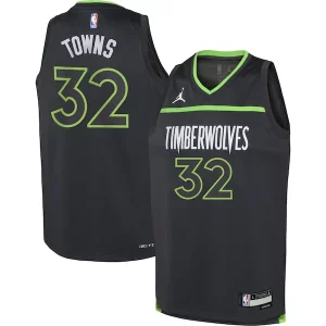 Karl Anthony Towns Minnesota Timberwolves Elegant Jordan Brand Youth Swingman Jersey Statement Edition Black Great for Fans