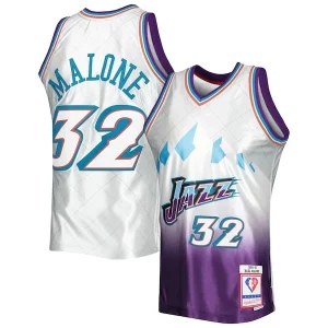 Karl Malone Utah Jazz 1996/97 Hardwood Classics 75th Fabulous Anniversary Swingman Jersey Platinum Great for Fans
