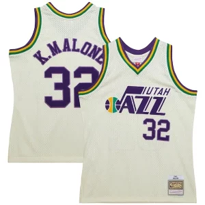 Karl Malone Utah Jazz Chainstitch Premium Swingman Jersey Cream for Basketball Enthusiasts