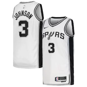 Keldon Johnson San Antonio Eye - catching Spurs Nike Unisex Swingman Jersey Association Edition White/Black Ideal for Collectors