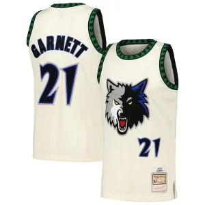 Kevin Garnett Minnesota Elegant Timberwolves Chainstitch Swingman Jersey Cream Must - Have for Jerseys Lovers