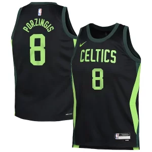 Kristaps Porzingis Boston Premium Celtics Nike Youth 2024/25 Swingman Player Jersey City Edition Black Ideal for Collectors