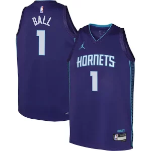 LaMelo Ball Charlotte Stylish Hornets Jordan Brand Youth Swingman Jersey Statement Edition Purple for Basketball Enthusiasts