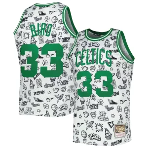 Larry Bird Boston Celtics 1985/86 Hardwood Classics Premium Doodle Swingman Jersey White Ideal for Collectors
