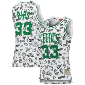 Larry Bird Boston Celtics Women's 1985 Doodle Fabulous Swingman Jersey White Great for Fans